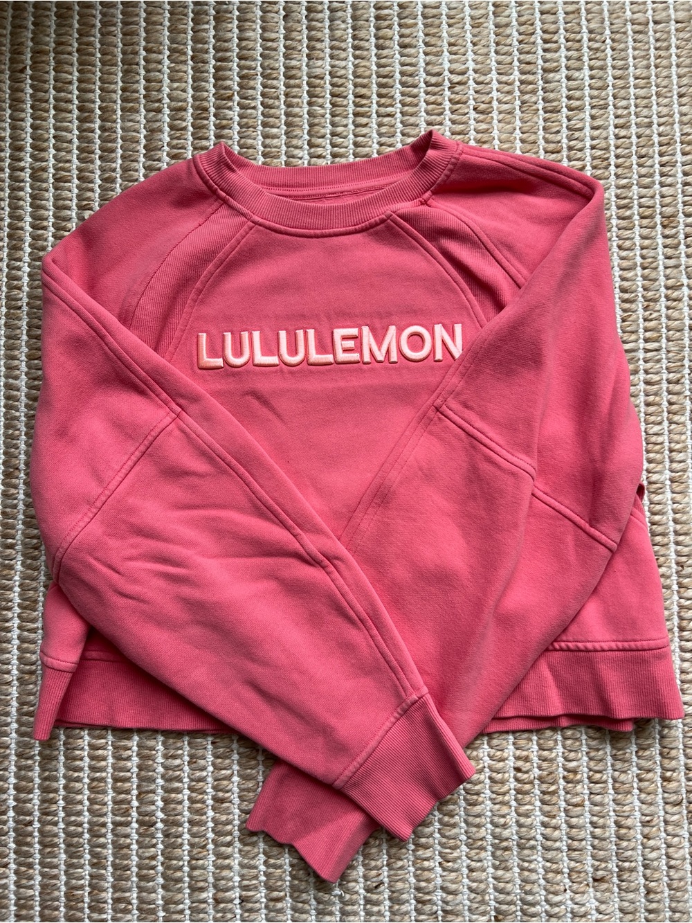 Lululemon Pink Logo Oversized Cropped Crewneck Sweatshirt Size M/L